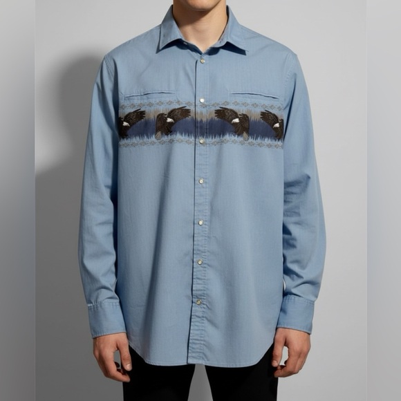 High Noon Other - Men’s High Noon Western Shirt Men’s L Eagle‎ Cowboy Pearl Snap